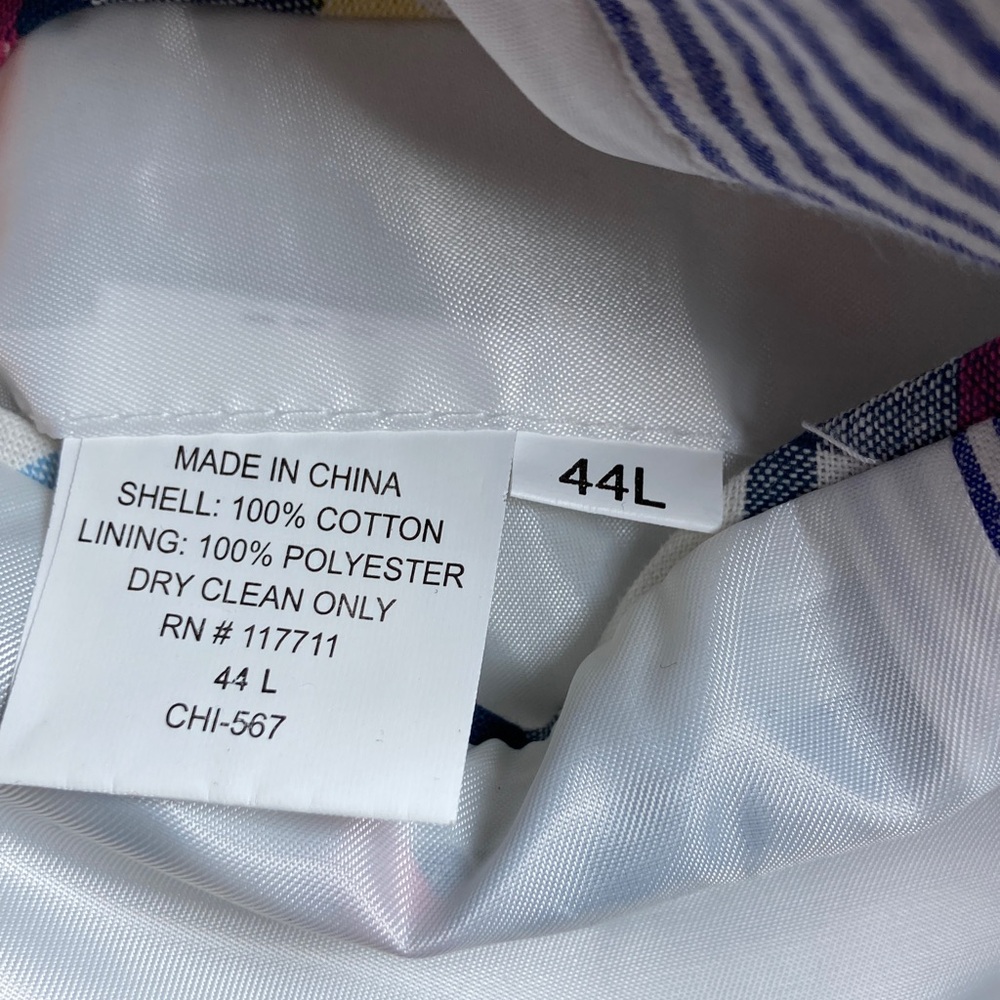 Like New Alan Flusser Classic Puckered Cotton Seersucker in Blue and White 44L - Picture 16 of 16